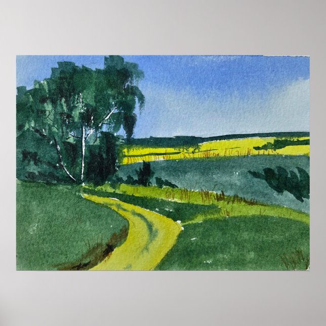 Affiche Watercolor Landscape Painting  (Devant)