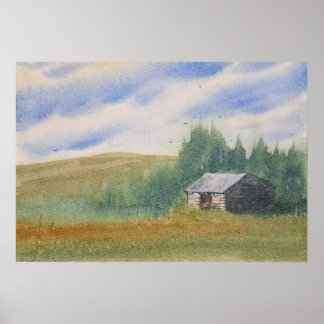 Affiche Watercolor Landscape Painting