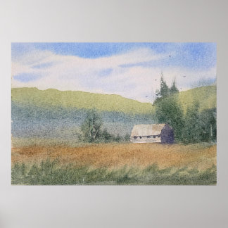 Affiche Watercolor Landscape Painting