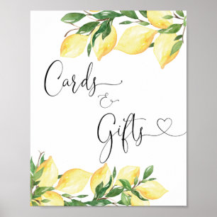 Affiche Watercolor Lemon Cards and Gifts Sign
