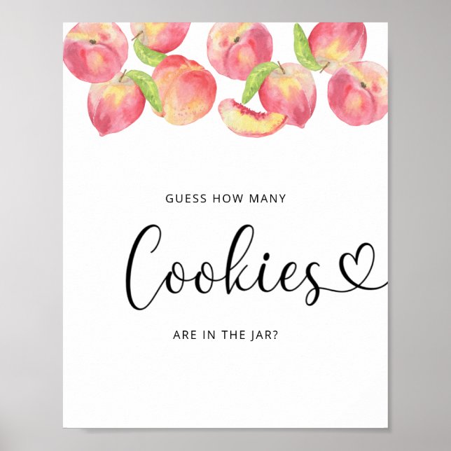 Affiche Watercolor little peach guess how many cookies (Devant)