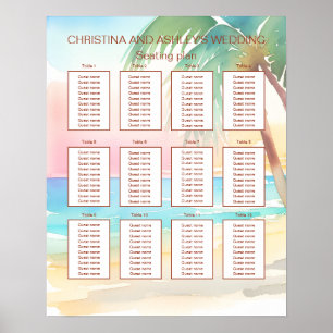 Affiche Watercolor Mariage de plage tropicale