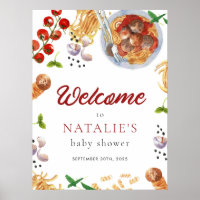 Watercolor Meatball Italien Baby shower Bienvenue