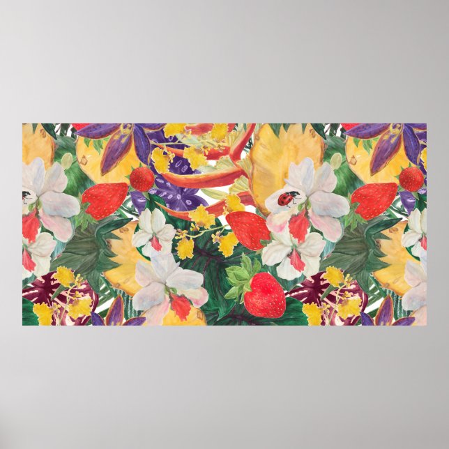 Affiche WAtercolor motif tropical transparent avec exotiqu (Devant)