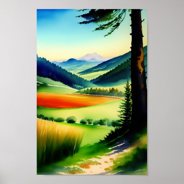 Affiche Watercolor Mountain Meadow (Devant)