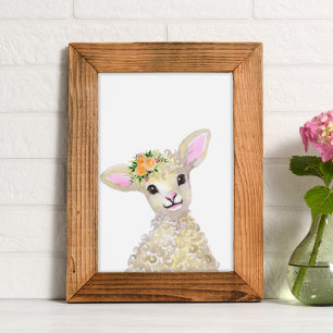 Affiche Watercolor Nursery Woodland Farm Baby Floral