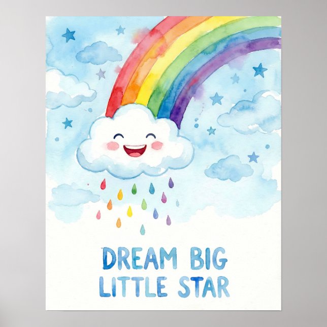 Affiche Watercolor Rainbow Cloud Dream Big Kids (Devant)