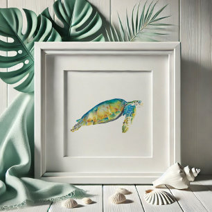 Affiche Watercolor Sea Turtle
