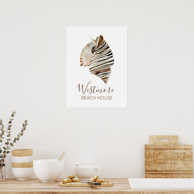 Affiche Watercolor Seashell Beach House (Cuisine)