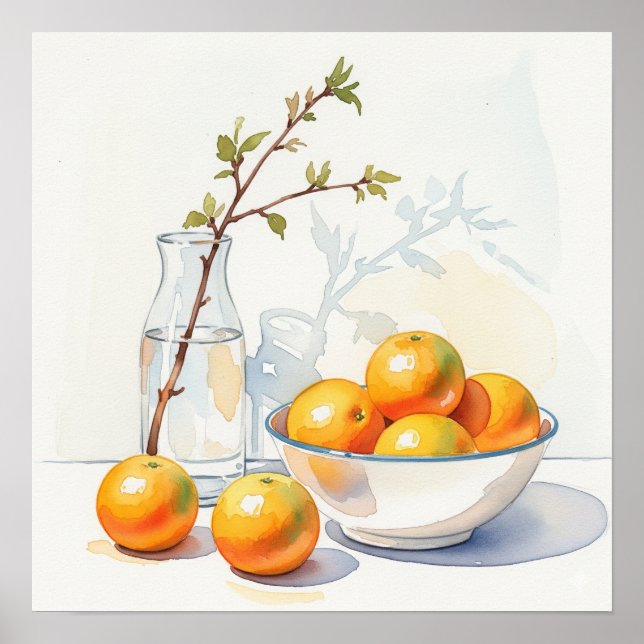 Affiche Watercolor Still Life - Oranges (Devant)