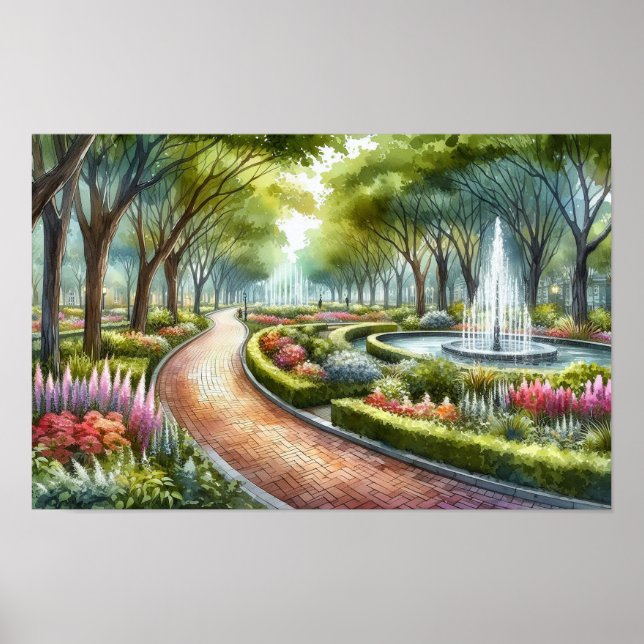 Affiche Watercolor Summer Park Scene (Devant)