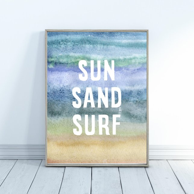 Affiche Watercolor Sun Sand Surf Nursery Art Print (Créateur téléchargé)