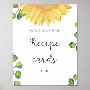 Affiche Watercolor sunflower leave your recipe card here
