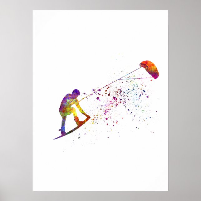 Affiche watercolor surfer (Devant)