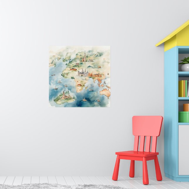 Affiche Watercolor Travel Map (Pépinière 1)