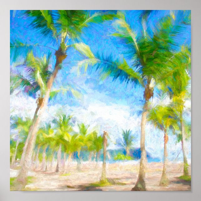 Affiche Watercolor Tropical Palm Trees  (Devant)