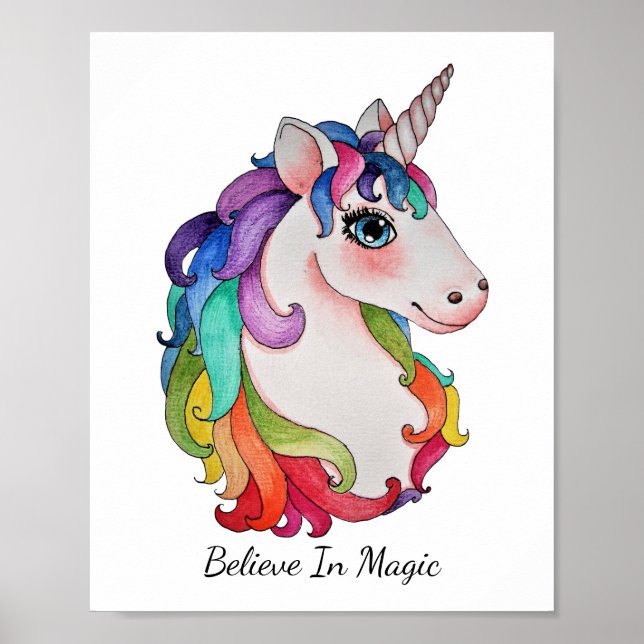Affiche Watercolor Unicorn (Devant)