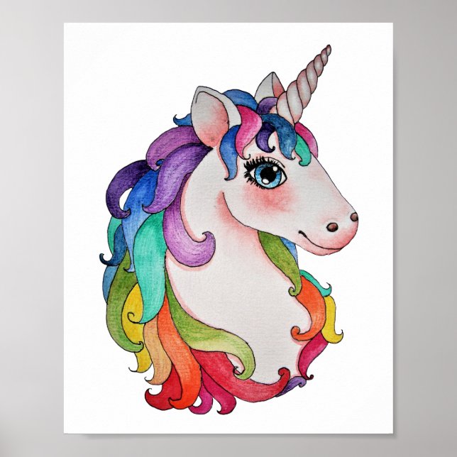Affiche Watercolor Unicorn (Devant)
