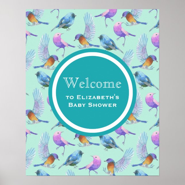 Affiche Watercolor Wild Exotic Birds Motif Event Bienvenue (Devant)