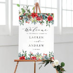 Affiche Watercolor Winter Blooms Garlands Rehearer Dîner<br><div class="desc">Bienvenue à vos invités dans le style avec notre panneau d'accueil de répétition personnalisable, avec une belle aquarelle design de poinsettias, d'hivernages, d'aiguilles de pin, et d'autres florales et verdure d'hiver. Ce panneau de répétition florale est parfait pour les mariages d'hiver, ce panneau élégant capte l'essence de la saison, apportant...</div>