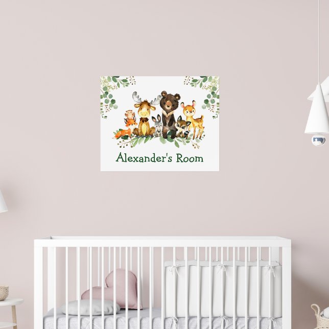 Affiche Watercolor Woodland Forest Animals (Pépinière 2)