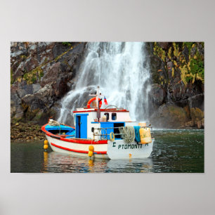 Affiche Waterfall & Boat