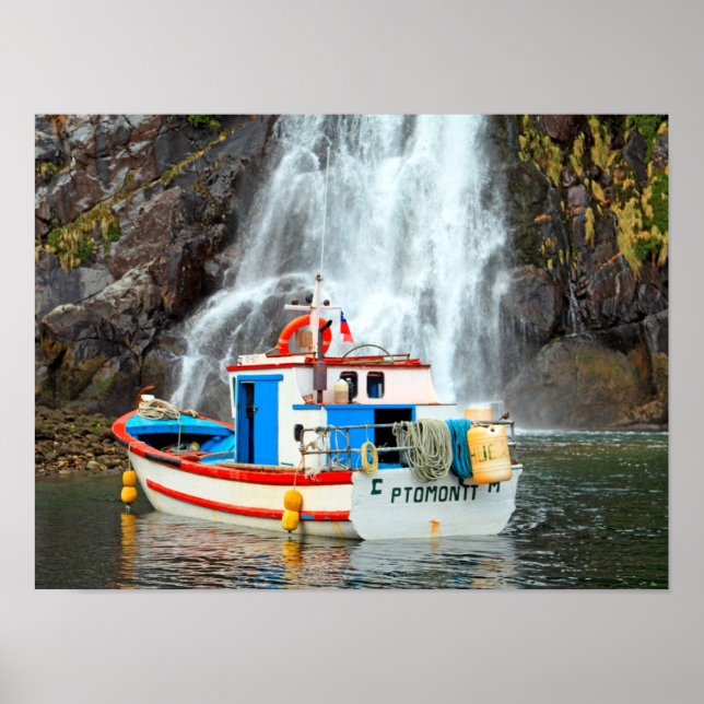 Affiche Waterfall & Boat (Devant)