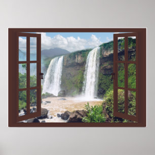 Affiche Waterfalls Trompe l'oeil Faux Window