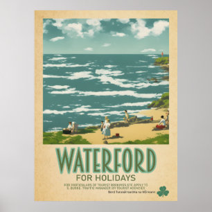 Affiche Waterford Irlande, Retro Irish Travel Advert