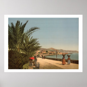 Affiche Waterfront Promenade, San Remo, French Riveria