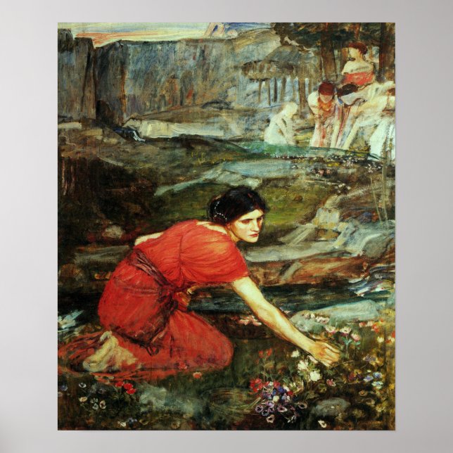 Affiche Waterhouse - Maidens Ramassant Les Fleurs Par Un F (Devant)
