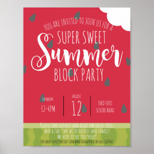 Affiche watermelon block summer party neighbourhood