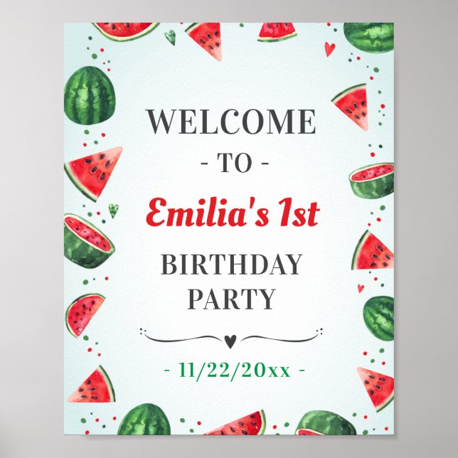 Affiche Watermelon One à Melon Anniversaire Bienvenue (Devant)