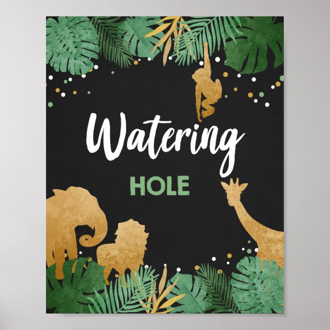 Affiche Waters Hole Safari Animaux sauvages Gold Anniversa (Devant)