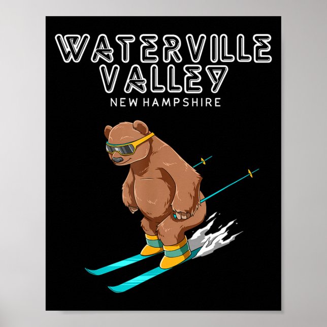 Affiche Waterville Valley New Hampshire - Funny Ski Grizzl (Devant)