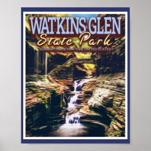 AFFICHE WATKINS GLEN STATE PARK - NEW YORK ÉTATS-UNIS