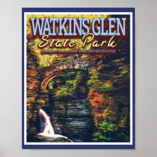 AFFICHE WATKINS GLEN STATE PARK - NEW YORK ÉTATS-UNIS