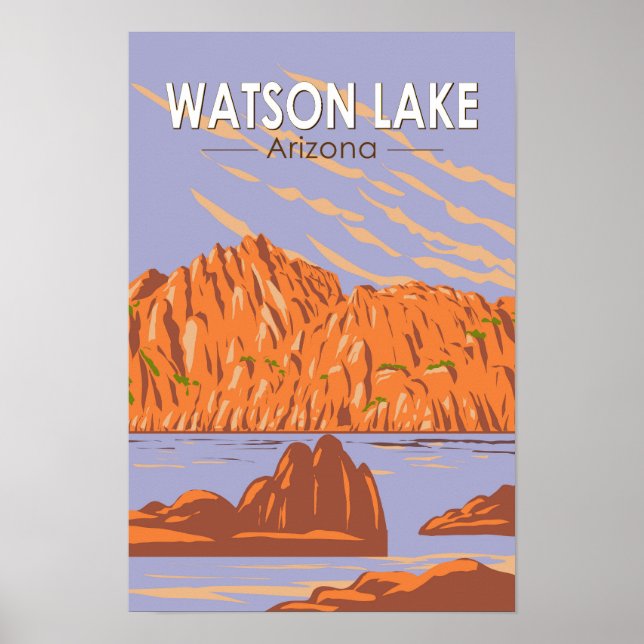 Affiche Watson Lake Arizona Voyage Art Rétro (Devant)