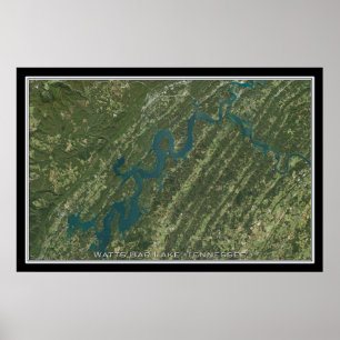 Affiche Watts Bar Lake Tennessee Carte de l'affiche satell