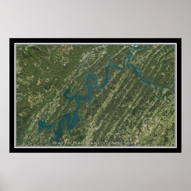 Affiche Watts Bar Lake Tennessee Carte de l'affiche satell (Devant)