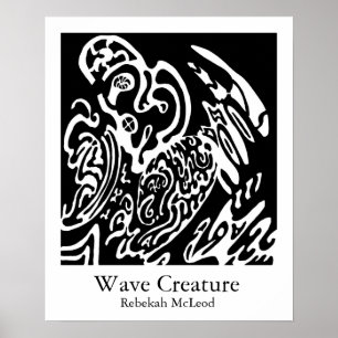 Affiche "Wave Creature" B&W Art abstrait