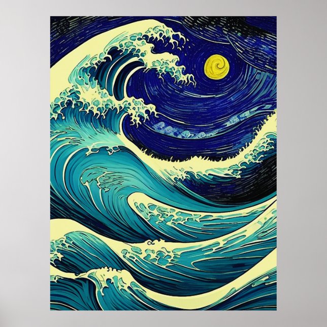 Affiche Wave Off Kanagawa dans le style Vincent Van Gogh (Devant)