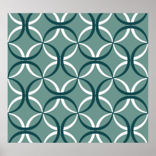 Affiche Wavy Lines Green Seamless Motif