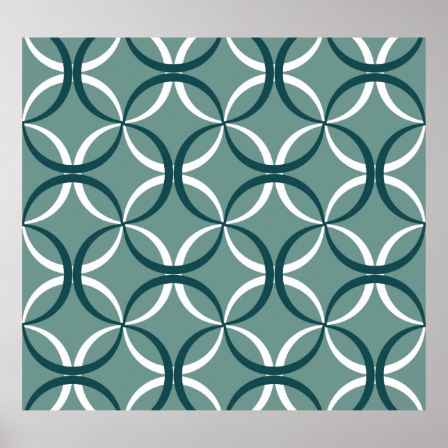 Affiche Wavy Lines Green Seamless Motif (Devant)