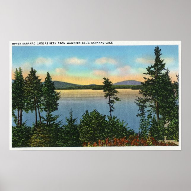 Affiche Wawbeek Club Vue sur le lac Upper Saranac (Devant)