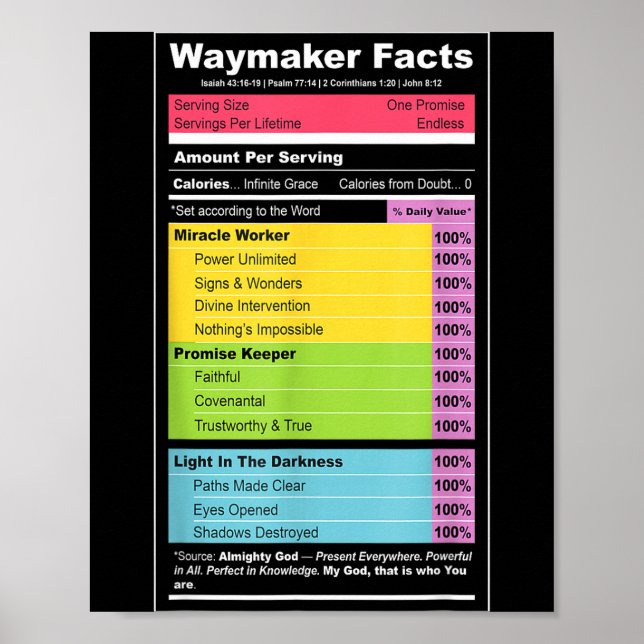 Affiche Waymaker Facts Christian Tee _ Faith Nutrition Lab (Devant)