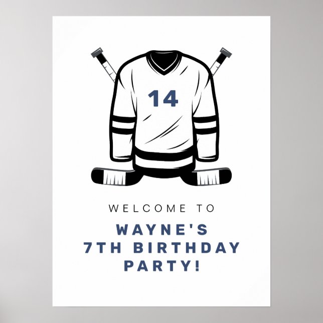 Affiche WAYNE Joueur de hockey SportS Garçon Anniversaire  (Devant)