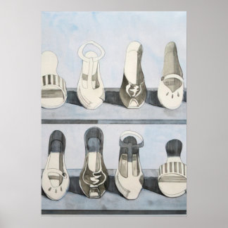 Affiche wayne thiebaud - rangées de chaussures 1975