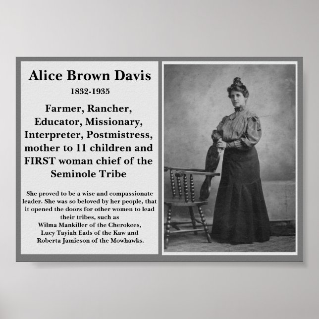 Affiche #WCW Alice Brown Davis Seminole Chef Amérindien. (Devant)