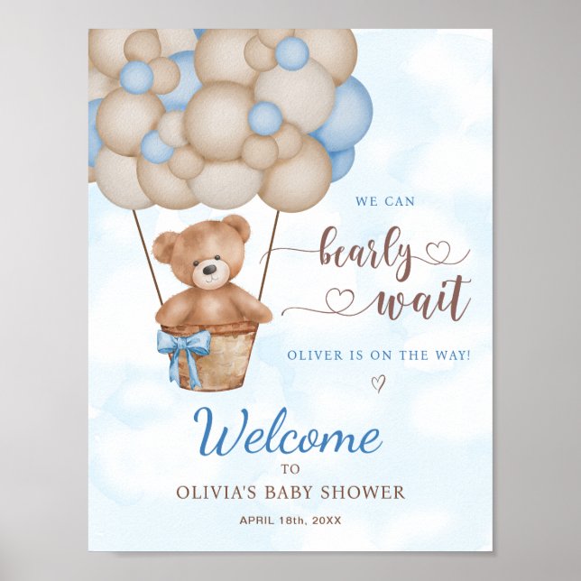 Affiche We Can Bearly Wait Baby Shower Welcome Sign (Devant)
